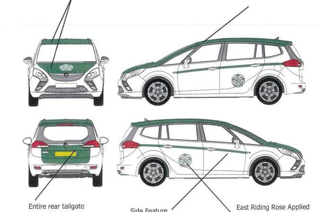 London has black cabs, New Yorks taxis are yellow but the East Ridings Hackney carriages will be white and green by December 2020.