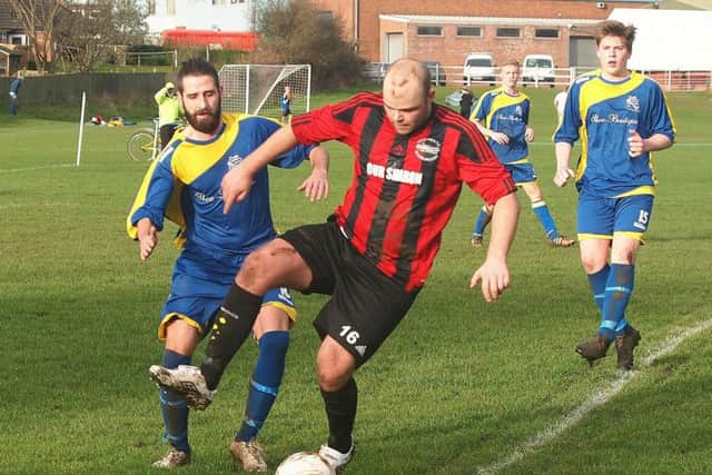 West Pier debutant Jimmy Beadle gets on the ball during their 6-3 League Cup quarter-final win after extra-time. Pictures: Steve Lilly