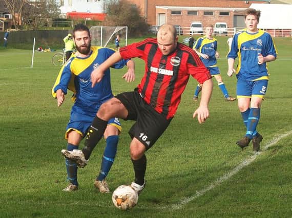 West Pier debutant Jimmy Beadle gets on the ball during their 6-3 League Cup quarter-final win after extra-time. Pictures: Steve Lilly