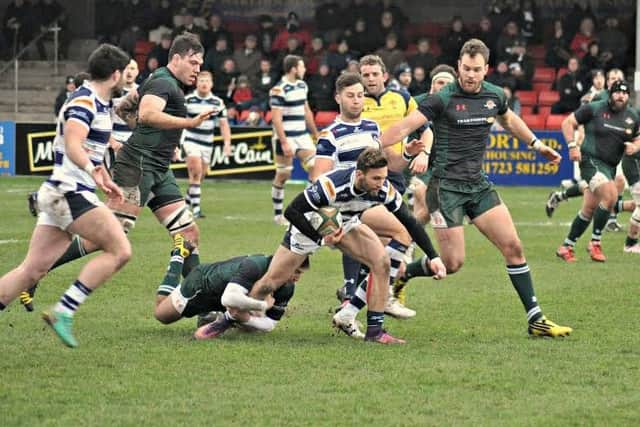 Yorkshire Carnegie beat Ealing Trailfinders 14-10 in the first game of the day at Silver Royd. Picture: Dave Campbell.