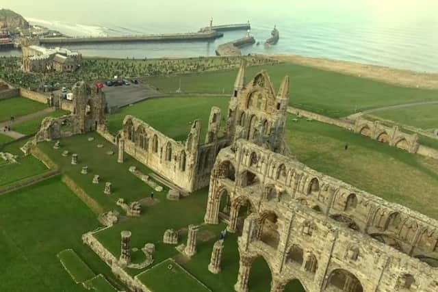 Whitby Abbey from the air - drone footage courtesy of White Rose Visuals.
