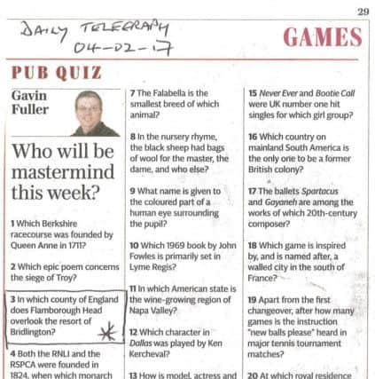 The Daily Telegraph quiz