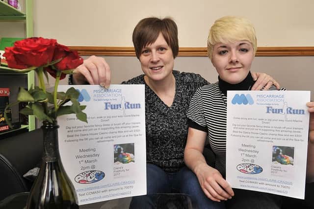 Claire and Kitty Craggs of Scarborough are holding a charity run in aid of miscarriage awareness ,after they recently suffered a miscarriage. pic Richard Ponter 170512a