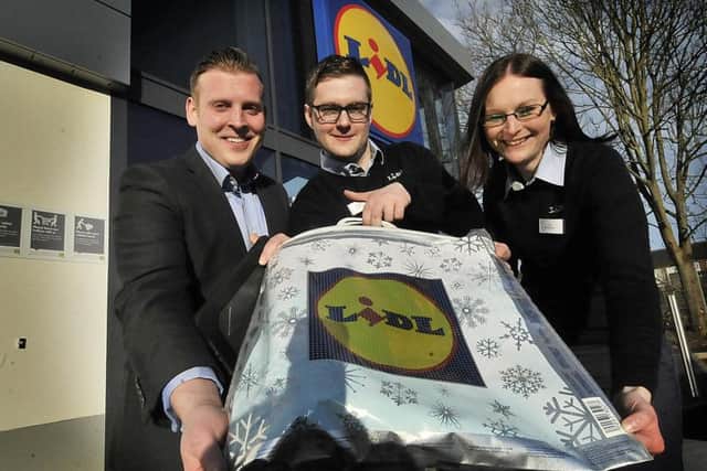 Area Manager Wayne Boulton, Store Manager Andrew Pattinson and Whitby Store Manager Lucy Wood. pic Richard Ponter 170710a