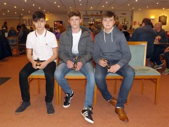 Under-16s winners Marley Ward, Lewis Eustace and Charlie Hopper