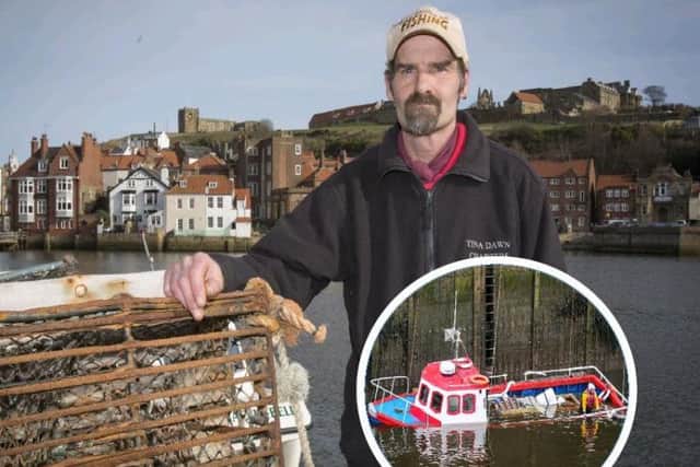 Trevor Cross, known as Gordon, has been cleared of sinking a fishing boat. Picture by Scott Wicking.
And, inset, when the vessel sank in July last year. picture: Ceri Oakes/RNLI