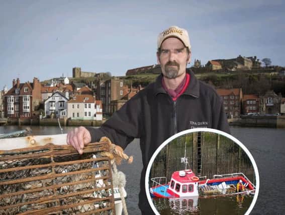 Trevor Cross, known as Gordon, has been cleared of sinking a fishing boat. Picture by Scott Wicking.
And, inset, when the vessel sank in July last year. picture: Ceri Oakes/RNLI