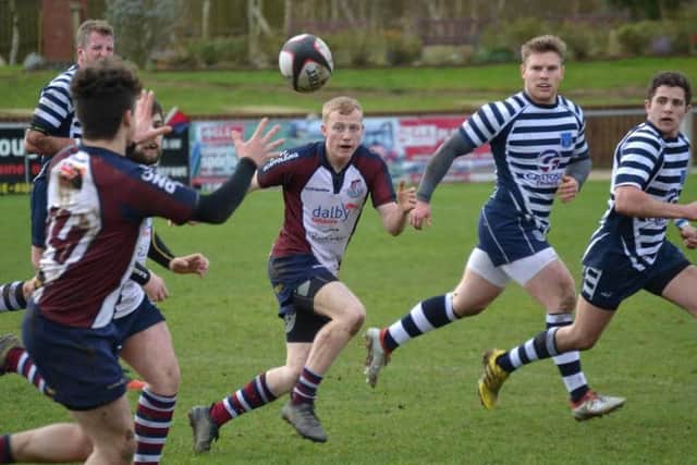 The Scarborough RUFC Vikings get on the ball during their defeat against league leaders Pocklington Panthers at Silver Royd on Saturday