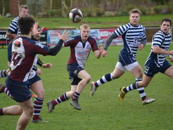The Scarborough RUFC Vikings get on the ball during their defeat against league leaders Pocklington Panthers at Silver Royd on Saturday