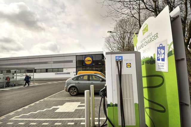 The electric car recharging point at the new Lidl store on Seamer Road, Scarborough.