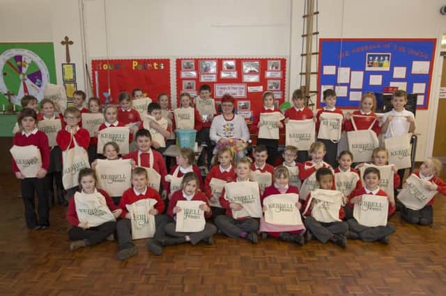 St Georges RC Primary School pupils with their goodie bags from Kebbell Homes