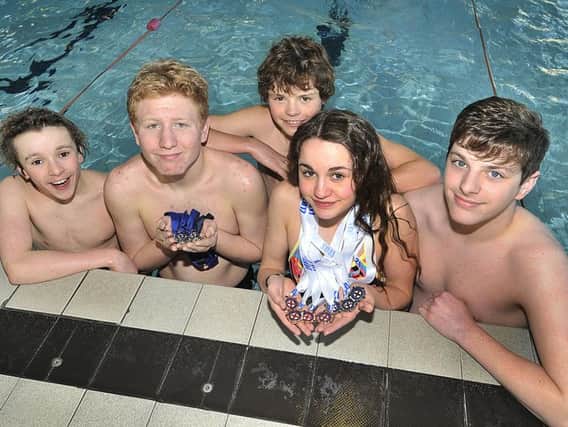 Top Scarborough swimmers Joe Kelly, Angus Leckonby, Finnian Hutchinson, Amy Corcoran and Adam Dawson