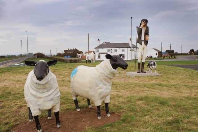 Admire the unusual roundabout the near the Dotterel Inn, it bears a sculpture of a tall, slim shepherd with his most realistic sheep.
