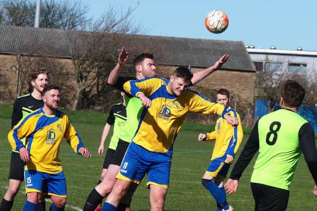 Filey Town Reserves, yellow and blue kit, take on FC Rosette
