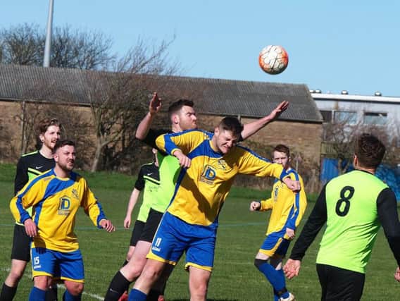 Filey Town Reserves, yellow and blue kit, take on FC Rosette