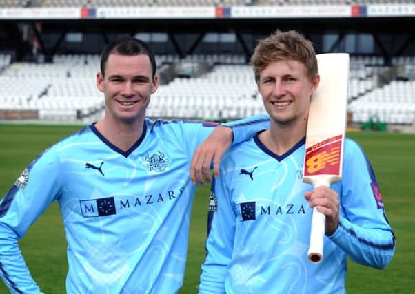 Peter Handscomb and Joe Root pictured at Yorkshire's media day on Wednesday (Picture: Jonathan Gawthorpe).