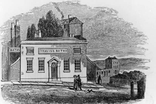 By 1832, the third edition of Hinderwells History reported no fewer than five neat and commodious structures for warm, sea-water bathing, including, Traviss at the approach to St Nicholas Cliff.