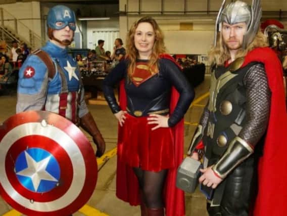 Superheroes Captain America, Superwoman and Thor at last year's Yorkshire Cosplay Con at Sheffield Arena.