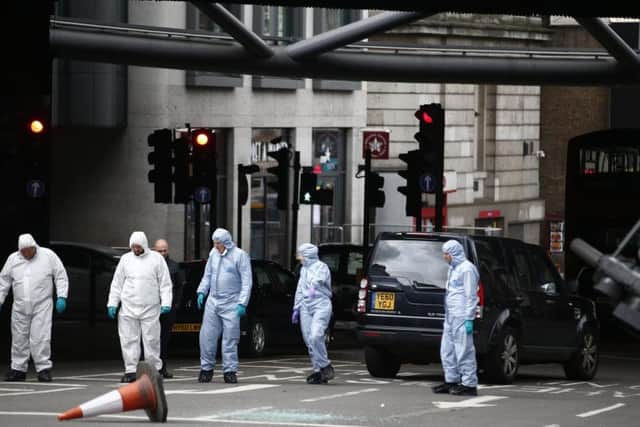 Police at the scene of the Borough Market and London Bridge terror attack