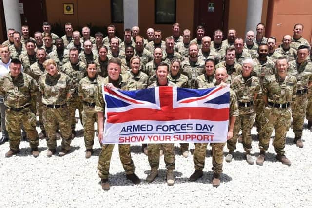 United Kingdom Component Command head quarters personnel wishing those at home and deployed a Happy Armed Forces Day