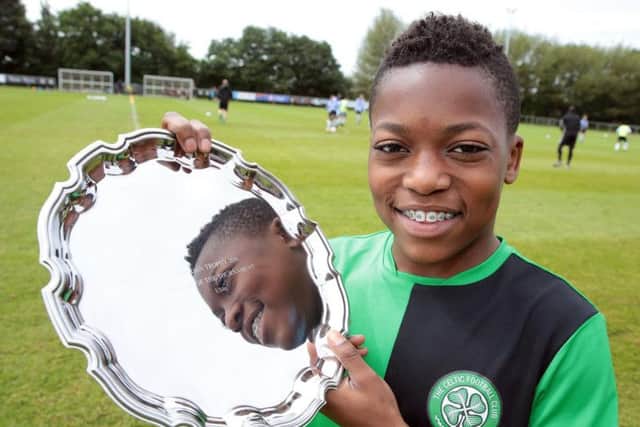 Dembele: Star of the future Karamoko Dembl, of Celtic with hisYoudanTrophy player of the tournament award 2016
