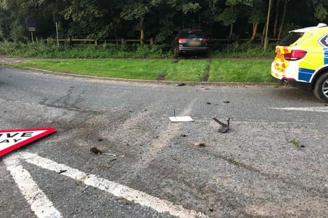 Police chased the vehicle from Scarborough until the driver crashed it into a fence at Sand Hutton.