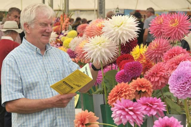 Danby show 2017.Colin Adamson enjoys looking at the flowers . pic richard ponter 174016h