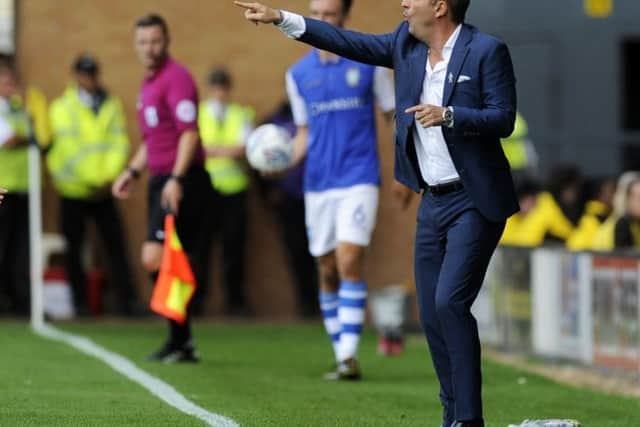 Owls boss Carlos Carvlahal on the sidelines at Burton on Saturday....Pic Steve Ellis