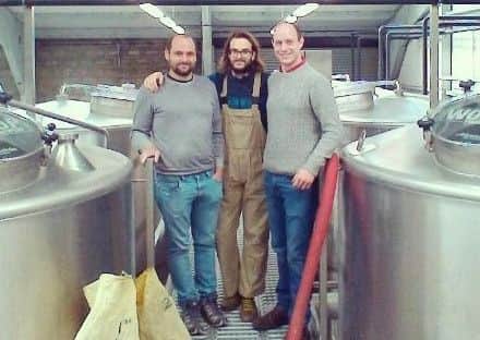 Nicola Simion and Nicola Coppe with Wold Top Brewerys Alex Balchin.