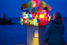 Light art installation by Mick Stephenson at Staithes Festival of Arts and Heritage 2017. Saturday 9 September. w173502e Picture: Ceri Oakes
