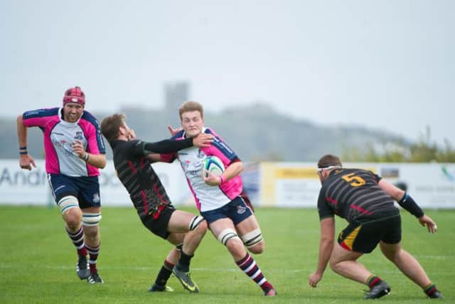 Drew Govier looks for a way through the Selby line