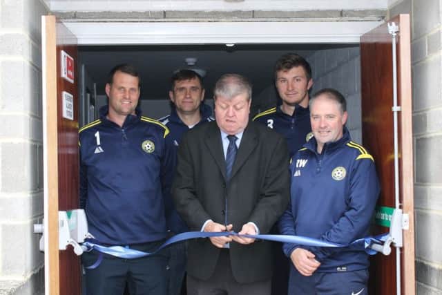 Paul Conway, vice chairman of the North Riding FA, opens the new changing pavilion.