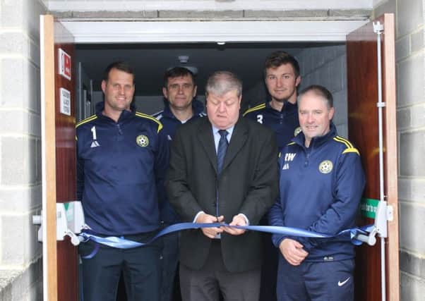 Paul Conway, vice chairman of the North Riding FA, opens the new changing pavilion.