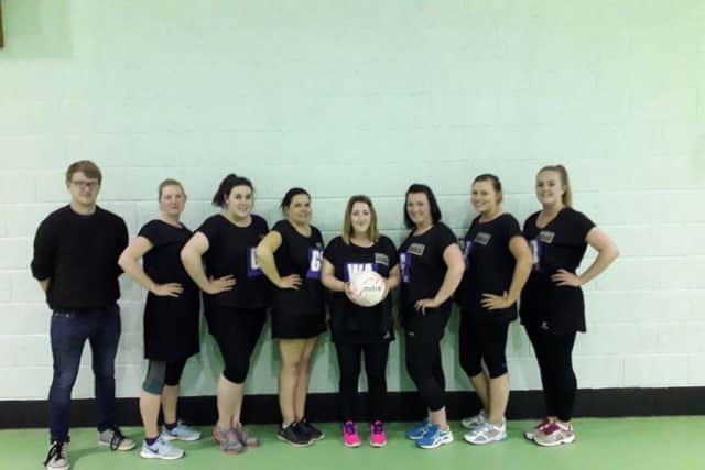 BENeFit netball team line up with their new sponsor Ben Cole, of BENeFit Personal Training