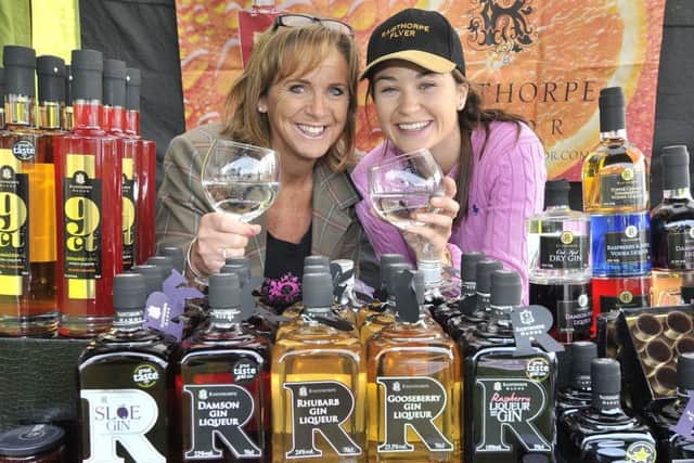 Some of Raisthorpe Manors wide range of gins on show at Thornton Show.