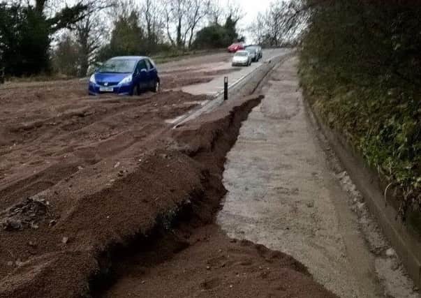 The scene in Sleights after 600 tonnes of gravel was washed into the village. Picture: North Yorkshire County Council