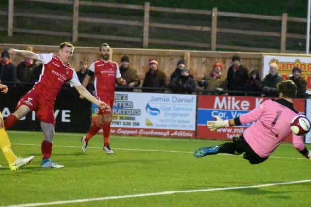 James Walshaw pictured scoring on his debut against Trafford
Picture by Mighty Photography