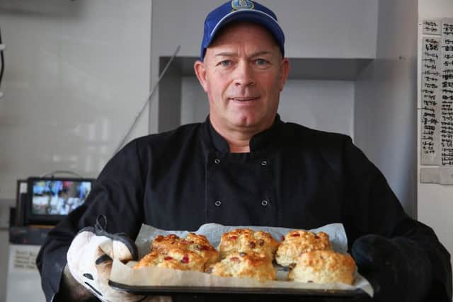 Former miner and self-taught baker Mark Whittaker makes a fresh batch of Whitby Fatties each day in the small kitchen above the cafe. Friday 27 October. Picture Ceri Oakes.