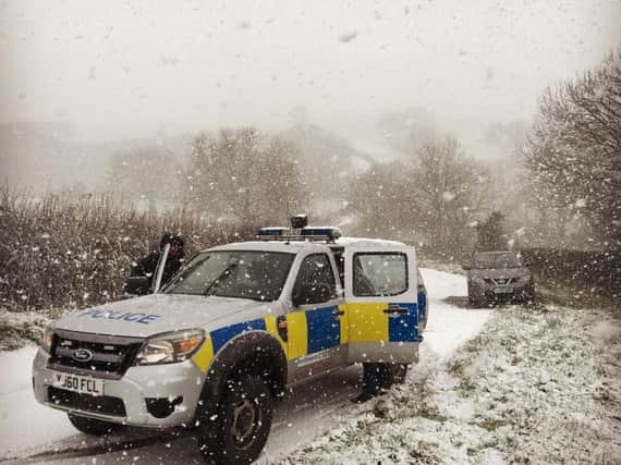 Police at the scene of the rescue in North Yorkshire today