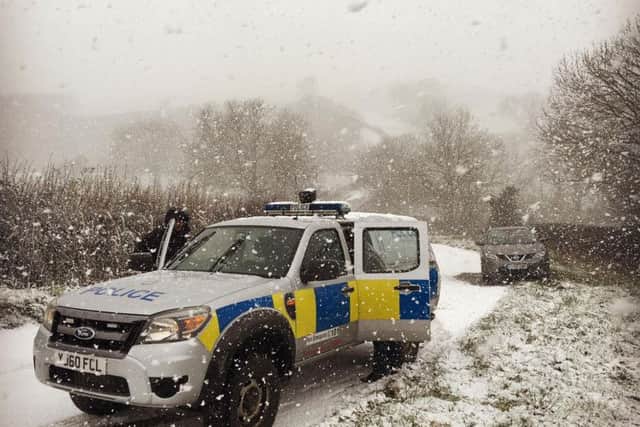 Police at the scene earlier today