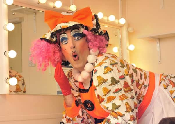 Panto Dame, Phil Beck, all set for Jack and the Beanstalk at the Spa.