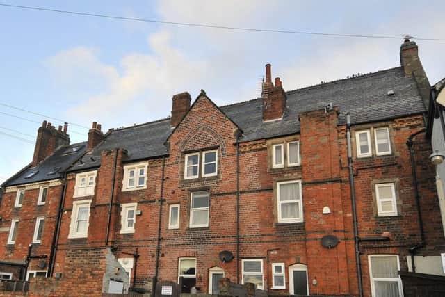 The  rear of North Terrace, Scarborough. The block of terraced houses which were once the Amicable Societys school premises.