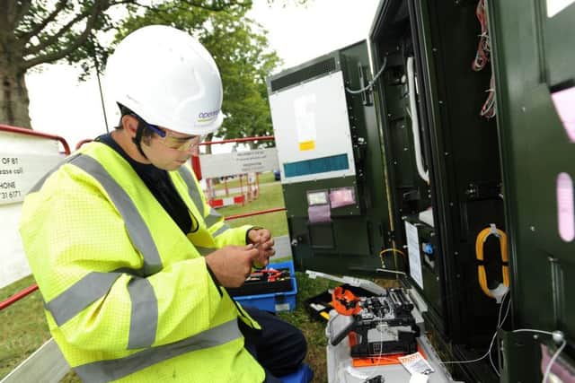 BT Openreach engineer Danny Bilton in North Yorkshire, where the contract for phase three of a major contract has been awarded to the firm.