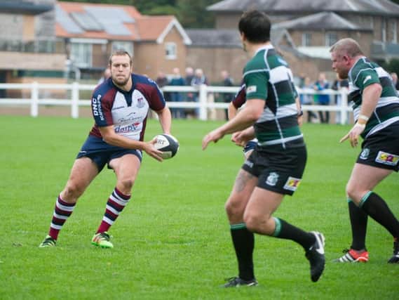 Scarborough RUFCs Tom Ratcliffe in action during their 56-7 defeat at Yorkshire One table-toppers York back in September