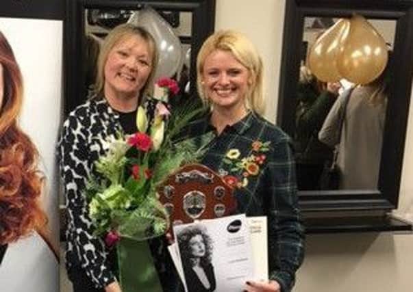 Carly Rackham of Donnelles Hair Studio in Seamer gained a place at the hairdressing national finals this year. She is pictured with Lindsay Burr MBE, owner of the Training Academy.