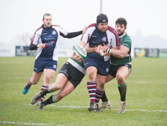 Scarborough RUFC skipper Matty Jones comes forward with the ball against York