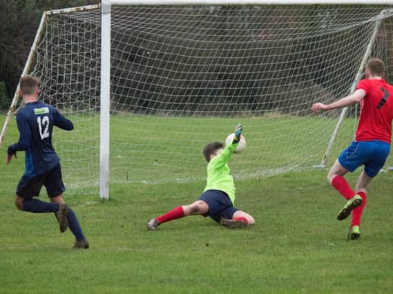 Angel Reserves' Marcus Mockridge makes it 3-0 against Radio Scarborough