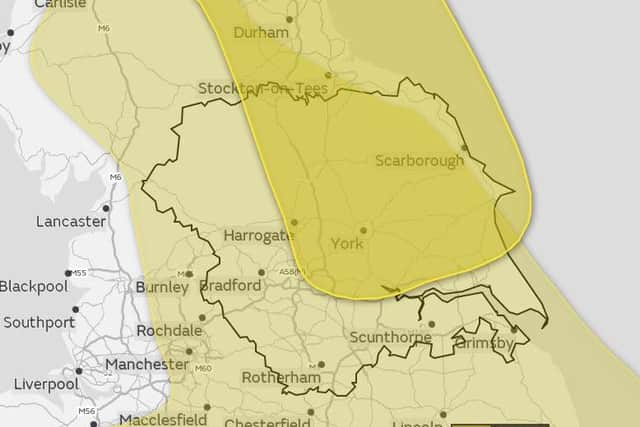 A weather warning has been issued for Yorkshire and the Humber.