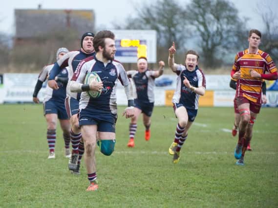 Scarborough score a try in their home win against Middlesbrough