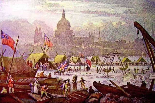 Painting shows the last-ever Frost Fair on the River Thames in 1814.